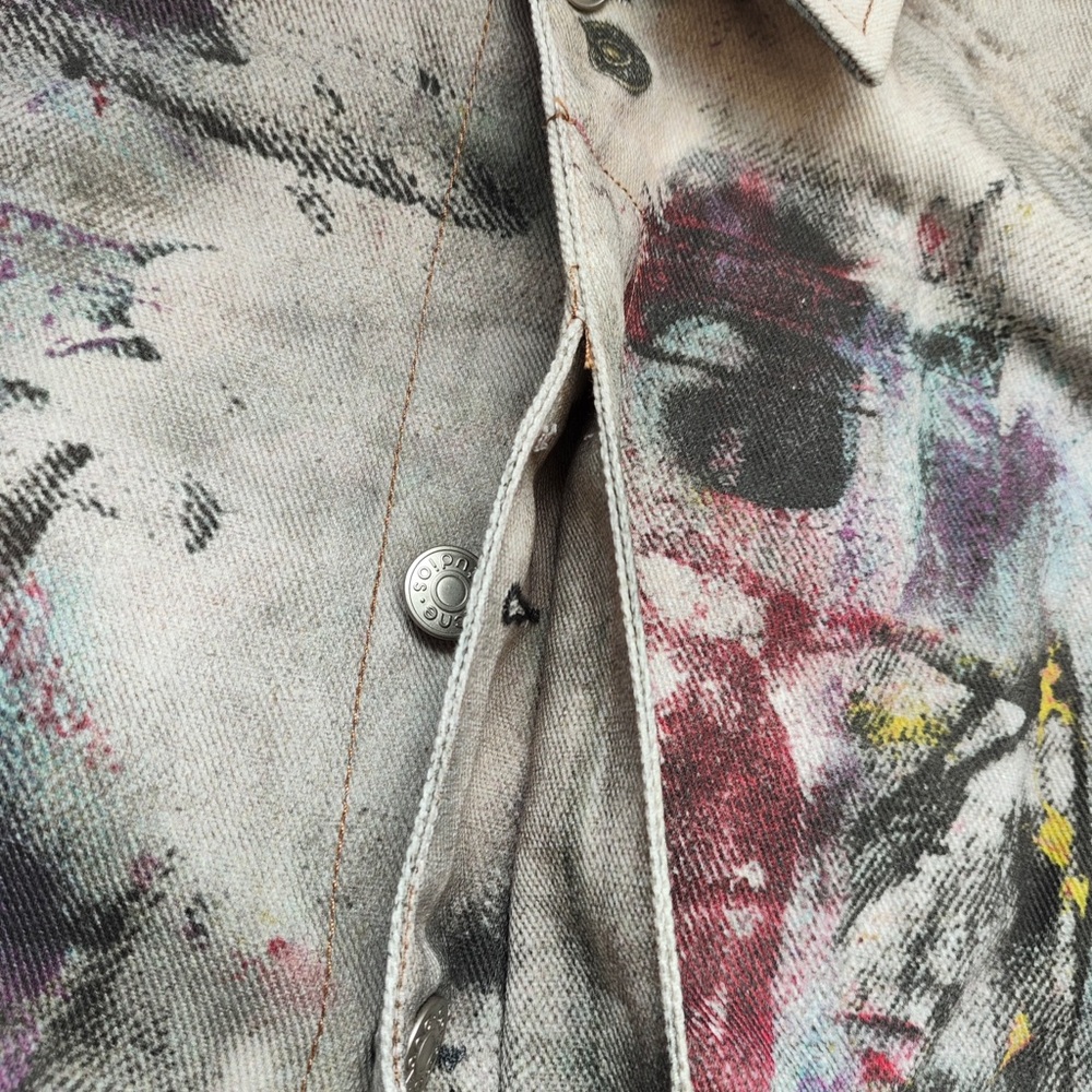 Acne Studios Cream Denim Jacket with Multicolor Paint Splatter - Picture 5 of 6